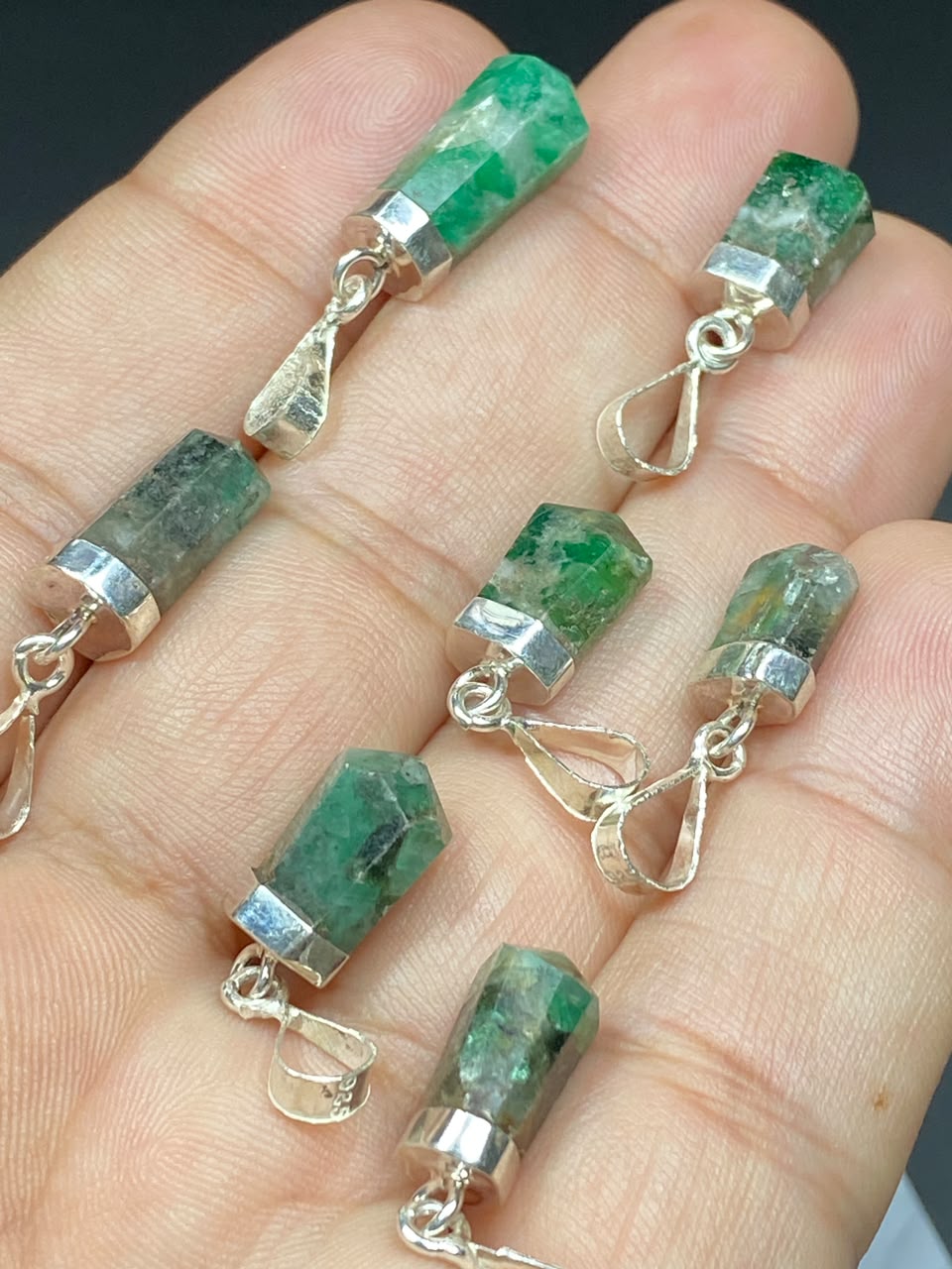 Natural Handmade Sterling Silver Emerald Pendant