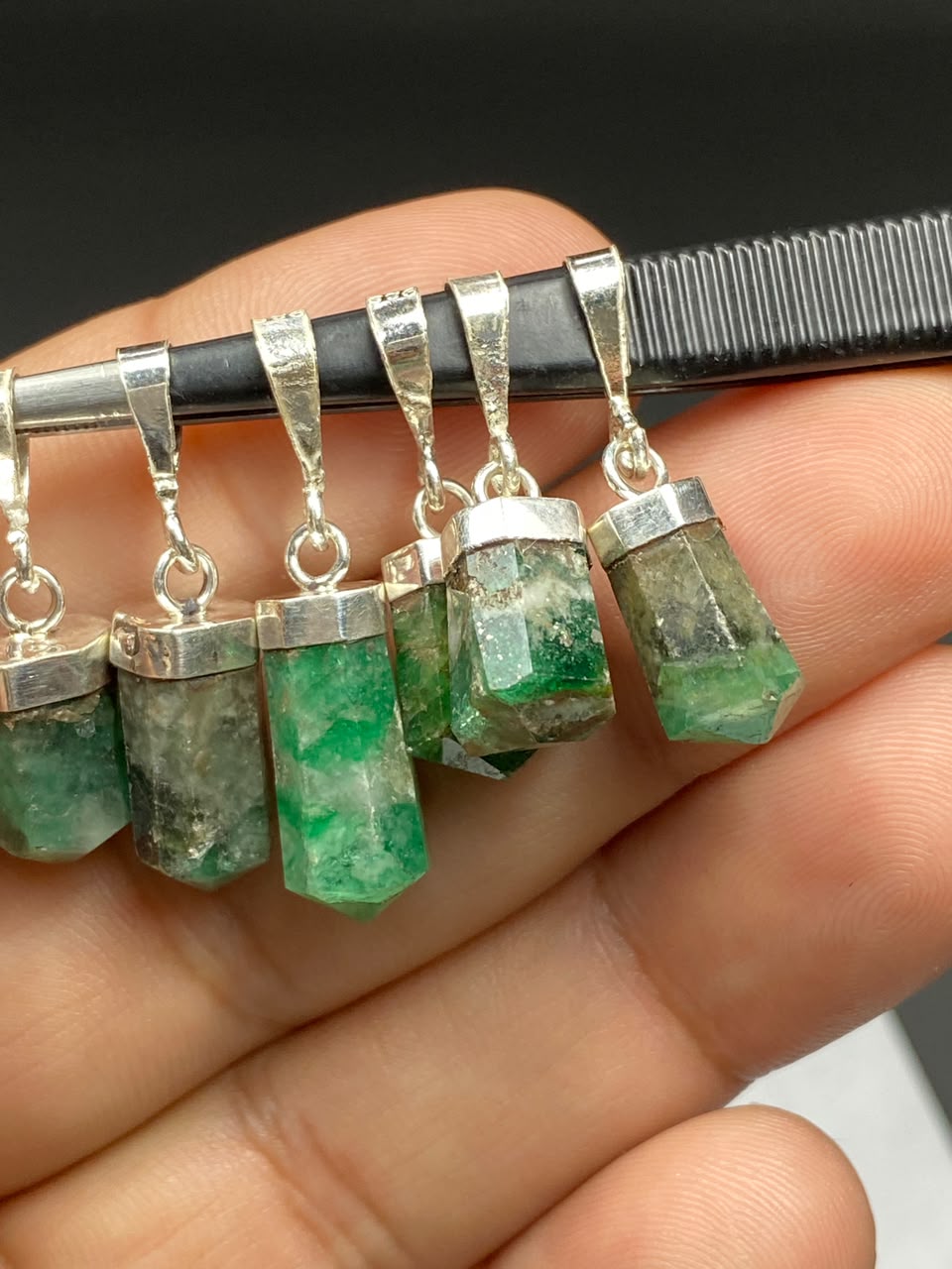 Natural Handmade Sterling Silver Emerald Pendant
