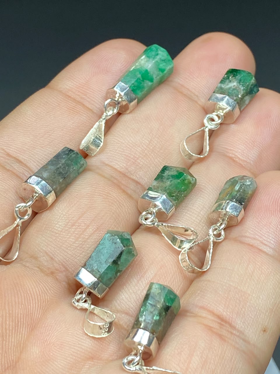 Natural Handmade Sterling Silver Emerald Pendant