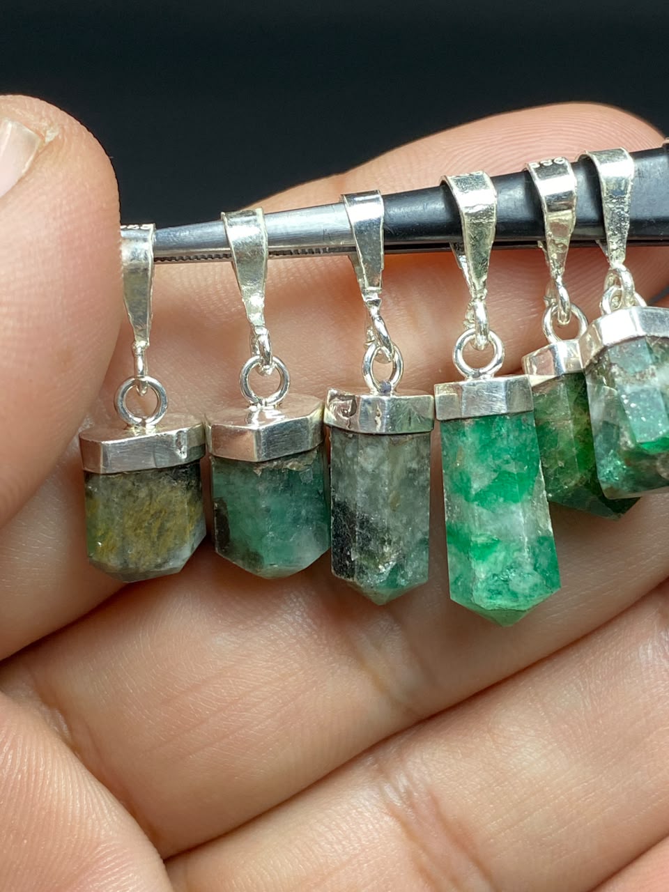Natural Handmade Sterling Silver Emerald Pendant