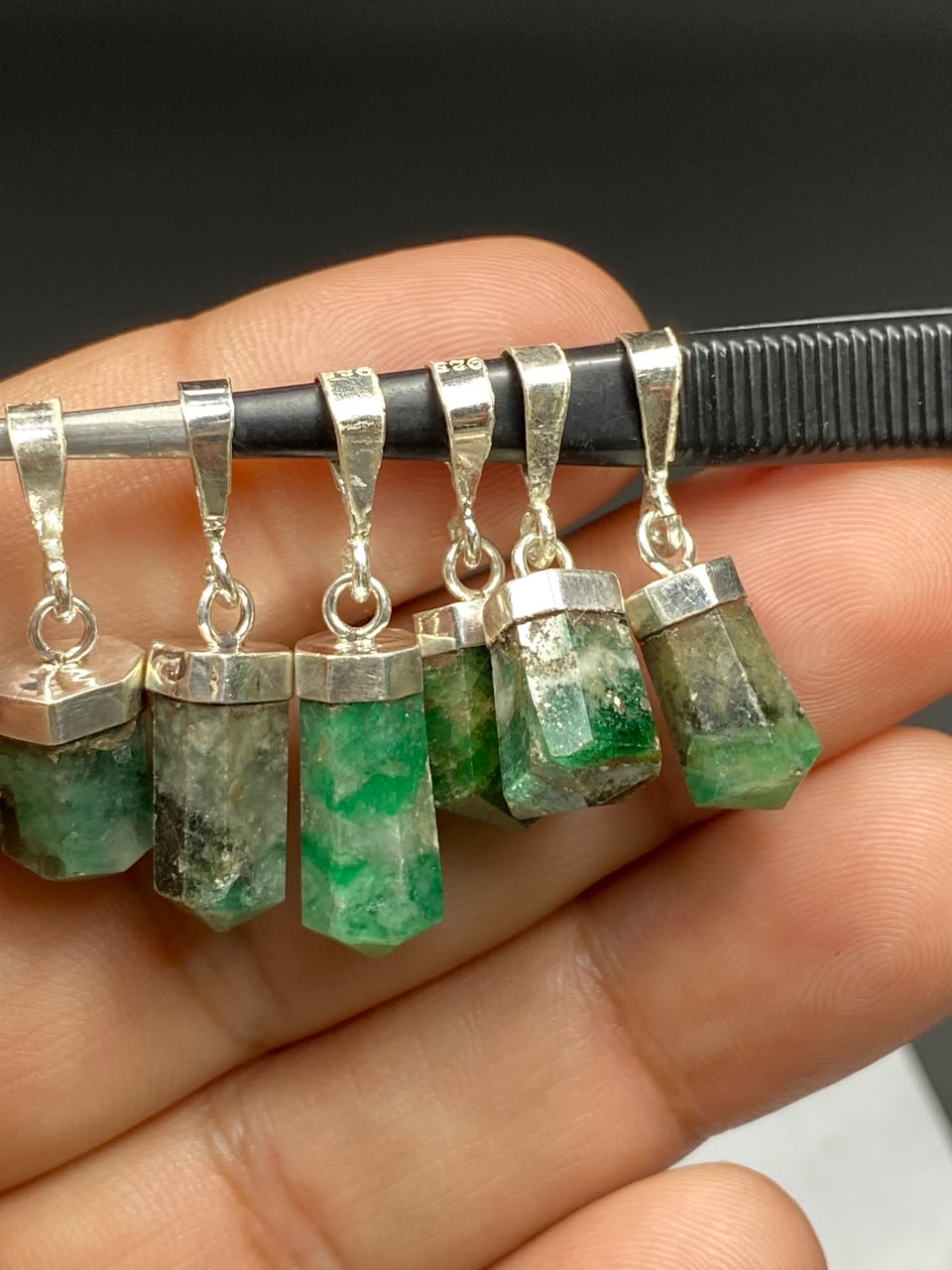 Natural Handmade Sterling Silver Emerald Pendant
