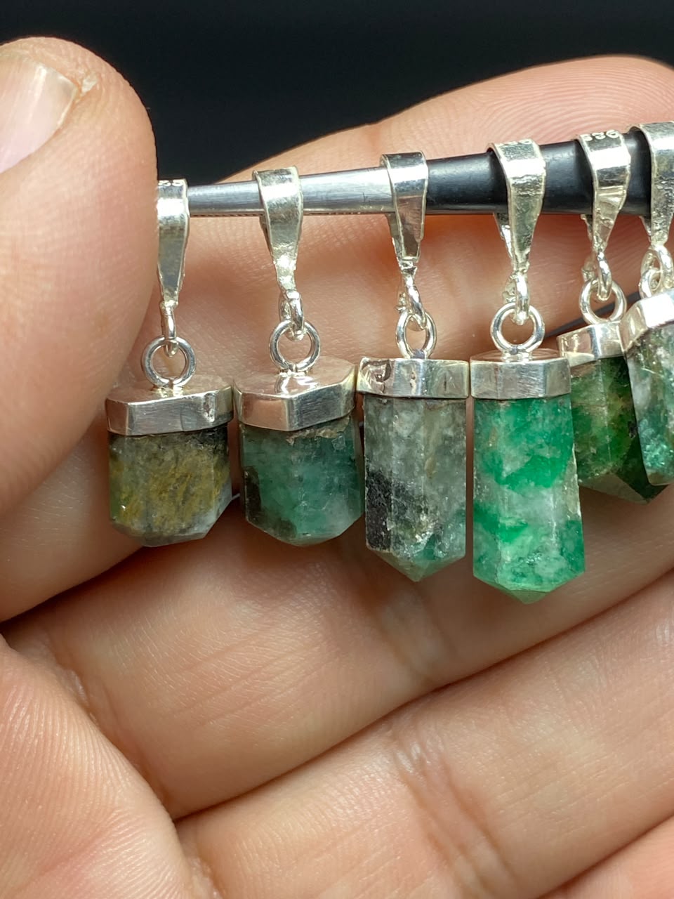 Natural Handmade Sterling Silver Emerald Pendant