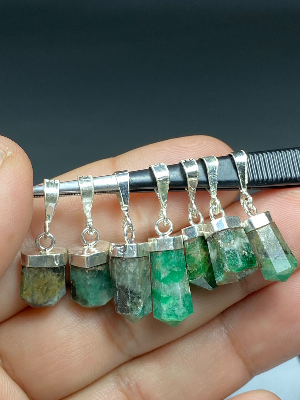 Natural Handmade Sterling Silver Emerald Pendant