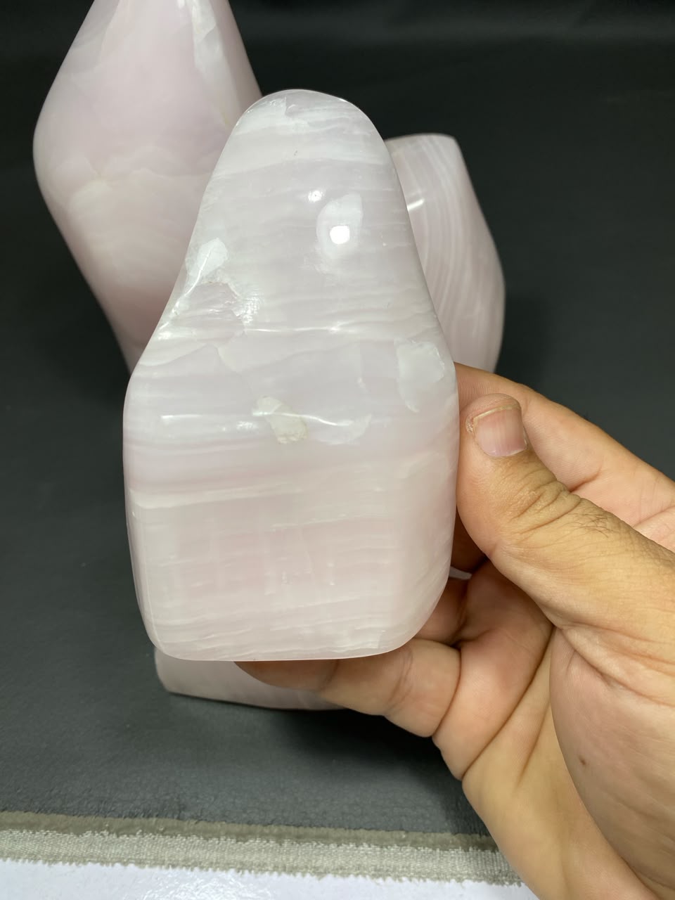 Natural Handmade Pink Calcite Polish with Mangano