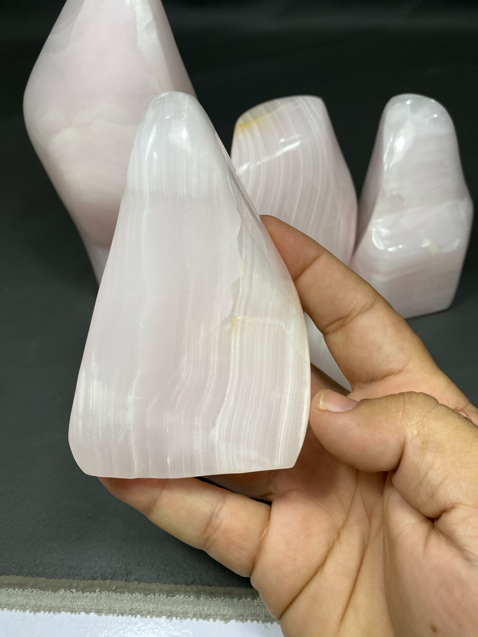 Natural Handmade Pink Calcite Polish with Mangano