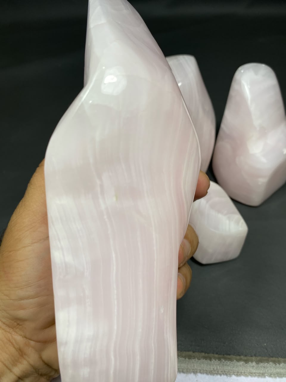 Natural Handmade Pink Calcite Polish with Mangano