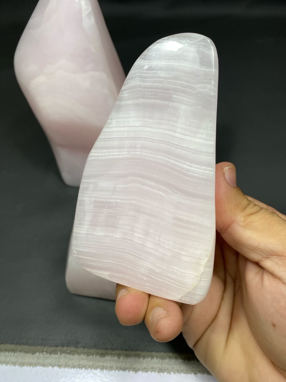 Natural Handmade Pink Calcite Polish with Mangano