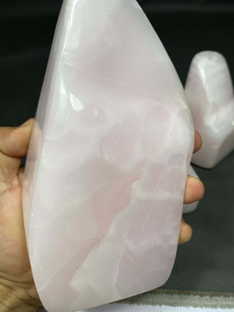 Natural Handmade Pink Calcite Polish with Mangano