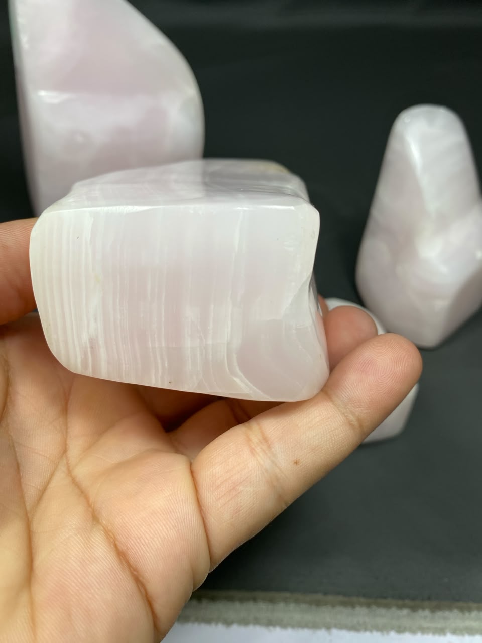 Natural Handmade Pink Calcite Polish with Mangano
