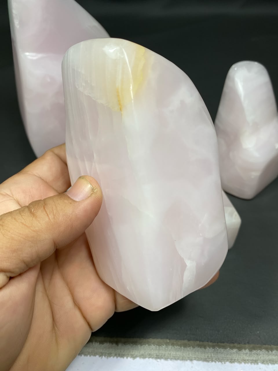 Natural Handmade Pink Calcite Polish with Mangano