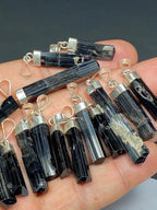 Sterling Silver Black Tourmaline Pendant Crystal
