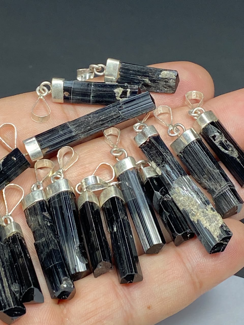 Sterling Silver Black Tourmaline Pendant Crystal