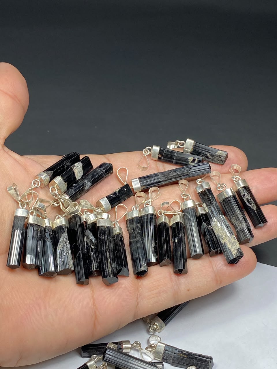 Sterling Silver Black Tourmaline Pendant Crystal