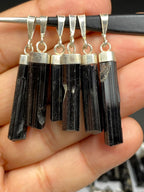 Sterling Silver Black Tourmaline Pendant Crystal