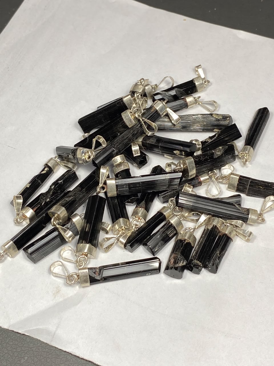 Sterling Silver Black Tourmaline Pendant Crystal