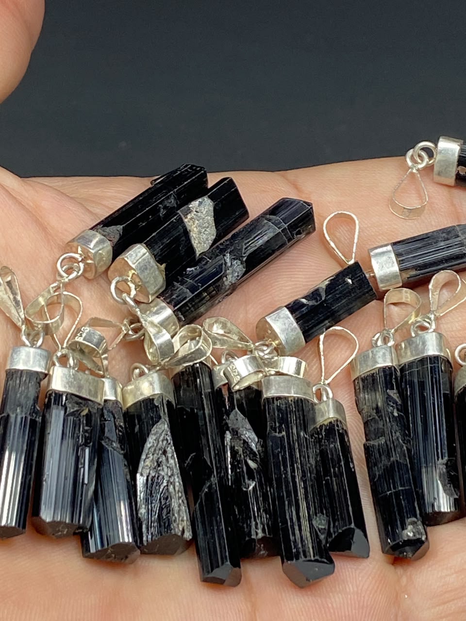 Sterling Silver Black Tourmaline Pendant Crystal