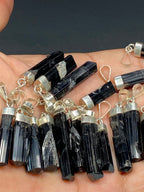 Sterling Silver Black Tourmaline Pendant Crystal