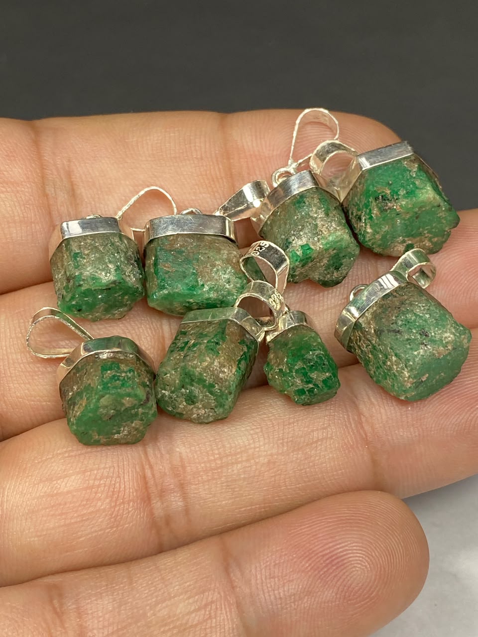 Natural Handmade Sterling Silver Emerald Pendant Origin Swat Mine