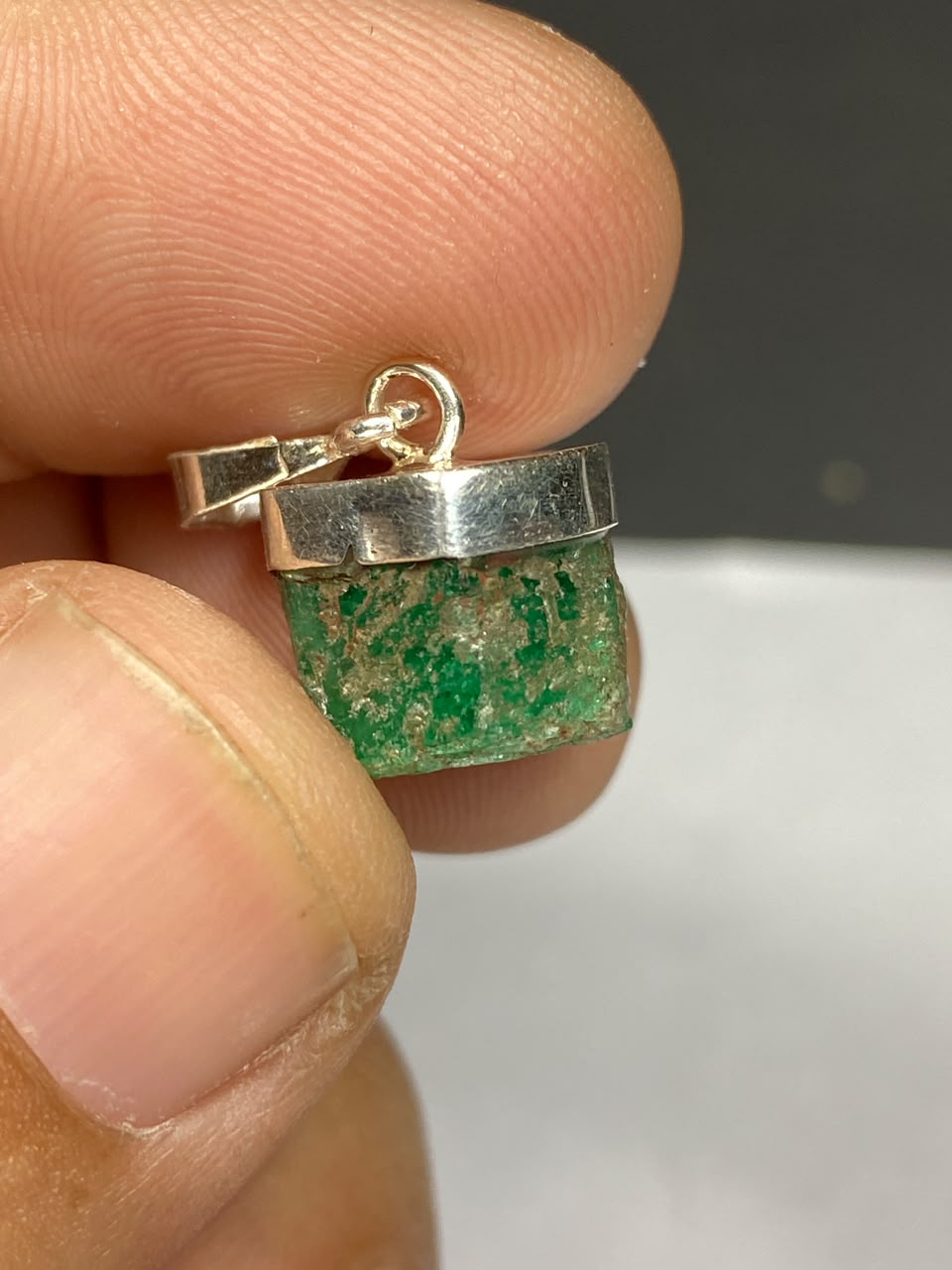 Natural Handmade Sterling Silver Emerald Pendant Origin Swat Mine
