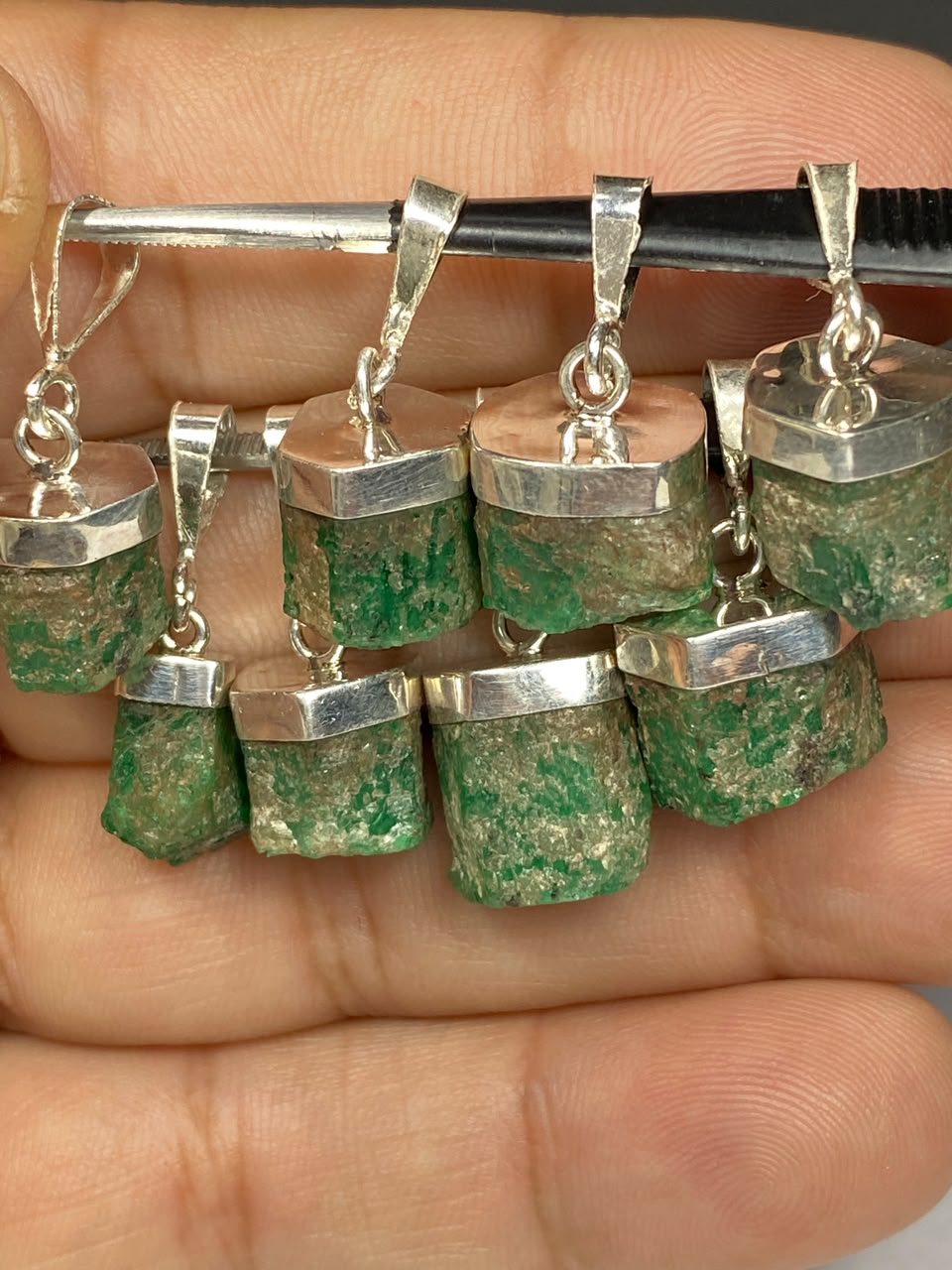 Natural Handmade Sterling Silver Emerald Pendant Origin Swat Mine