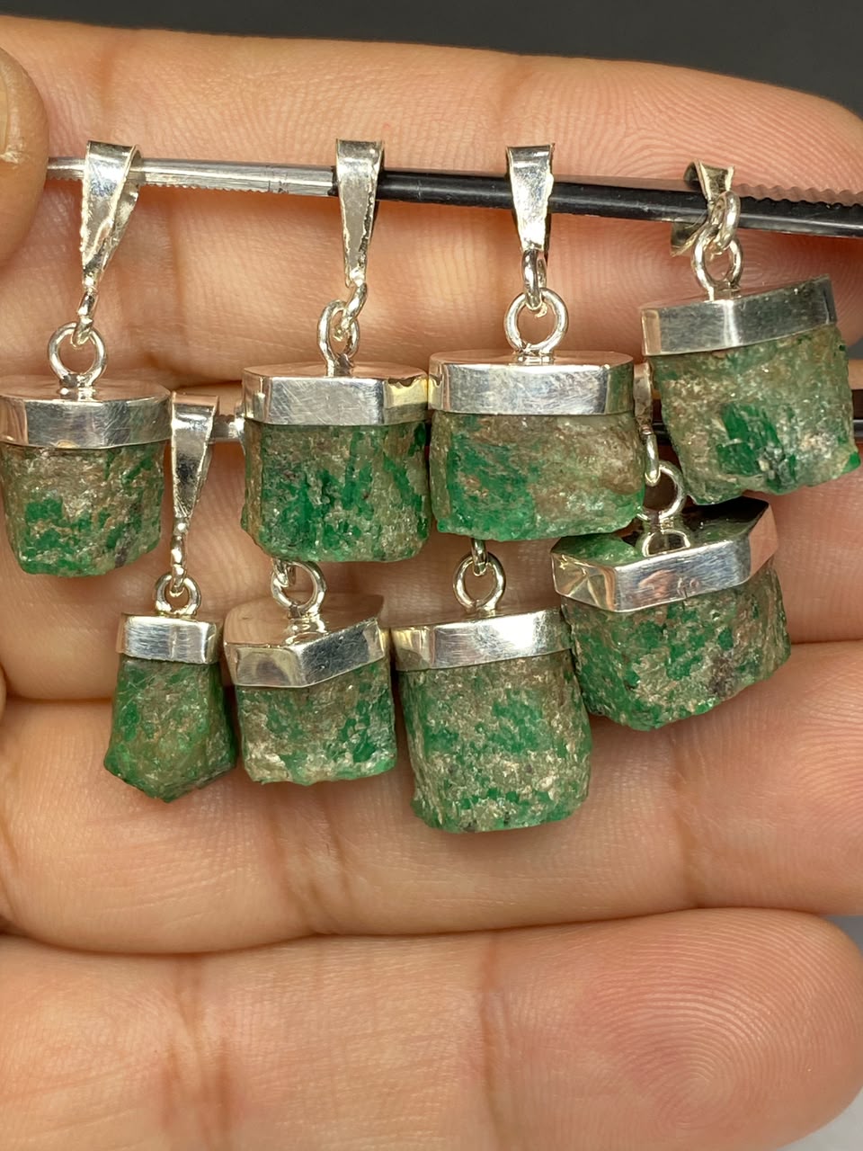 Natural Handmade Sterling Silver Emerald Pendant Origin Swat Mine