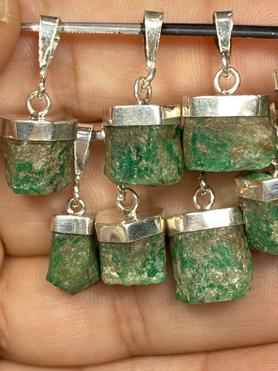 Natural Handmade Sterling Silver Emerald Pendant Origin Swat Mine