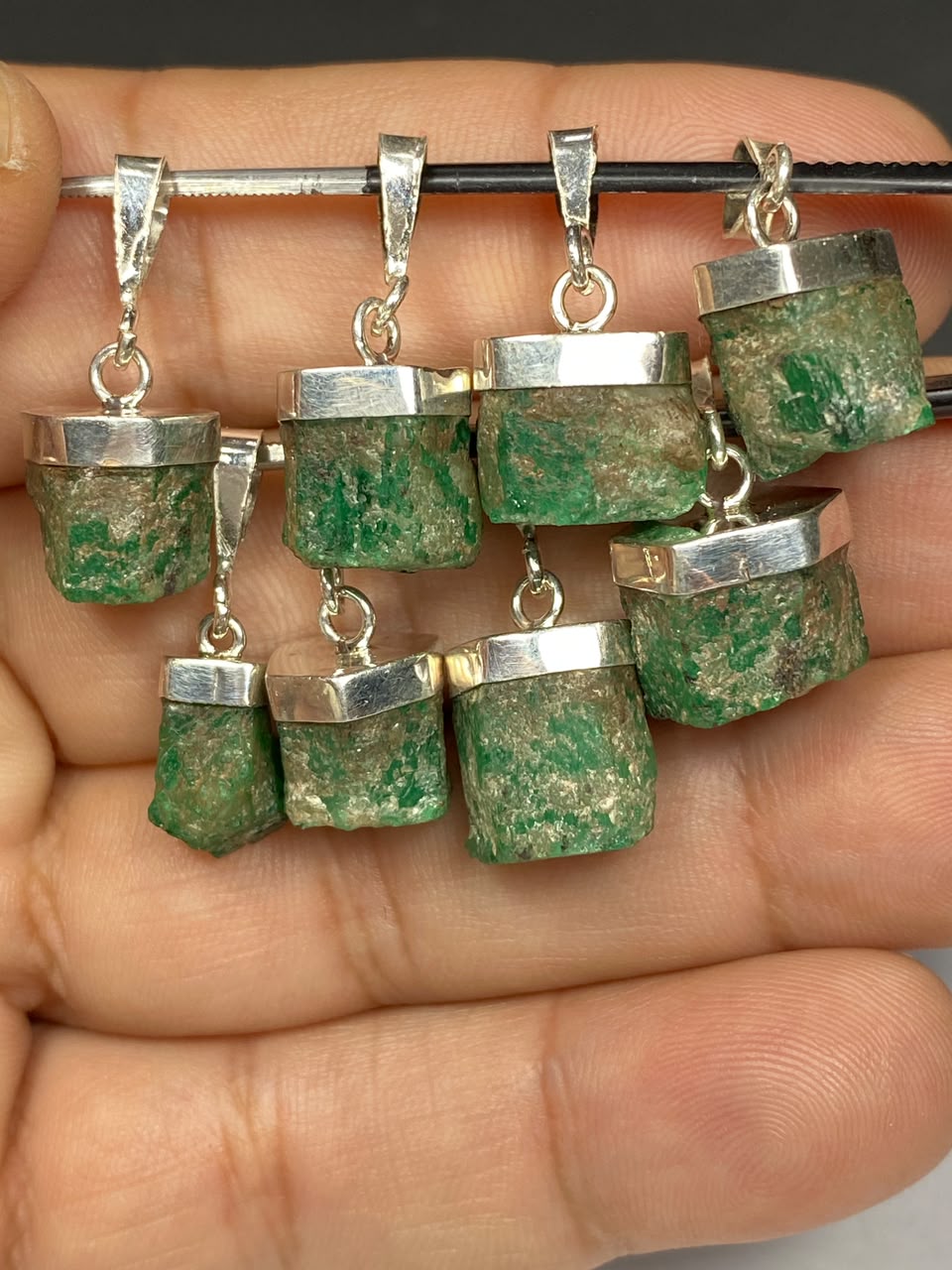 Natural Handmade Sterling Silver Emerald Pendant Origin Swat Mine