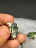 Stunning Natural Green Sterling Silver Tourmaline Pendant Lot