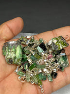 Stunning Natural Green Sterling Silver Tourmaline Pendant Lot