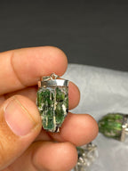 Stunning Natural Green Sterling Silver Tourmaline Pendant Lot