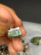 Stunning Natural Green Sterling Silver Tourmaline Pendant Lot