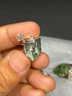 Stunning Natural Green Sterling Silver Tourmaline Pendant Lot