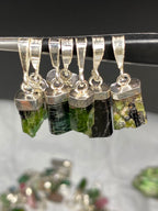 Stunning Natural Green Sterling Silver Tourmaline Pendant Lot