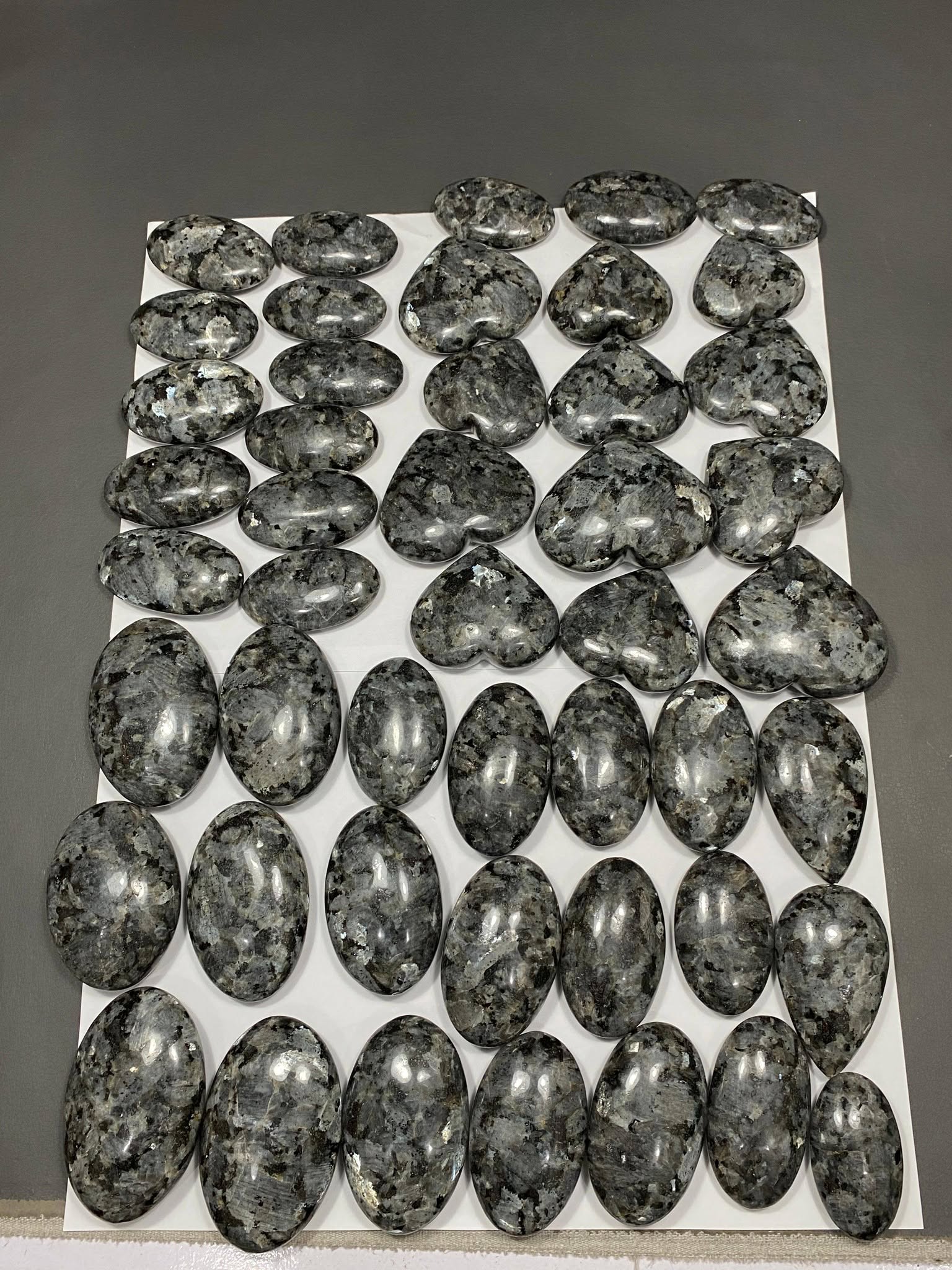 Larvikite Palm Hearts & Soap Shapes – Handmade Polish Lot