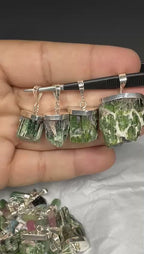 Stunning Natural Green Sterling Silver Tourmaline Pendant Lot